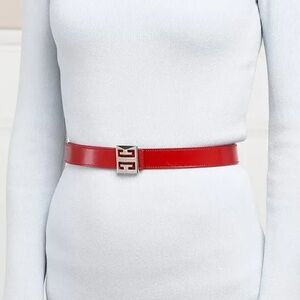 Givenchy 4G Buckle Reversible Leather Skinny Belt– Light Pink - NEW WITH TAGS